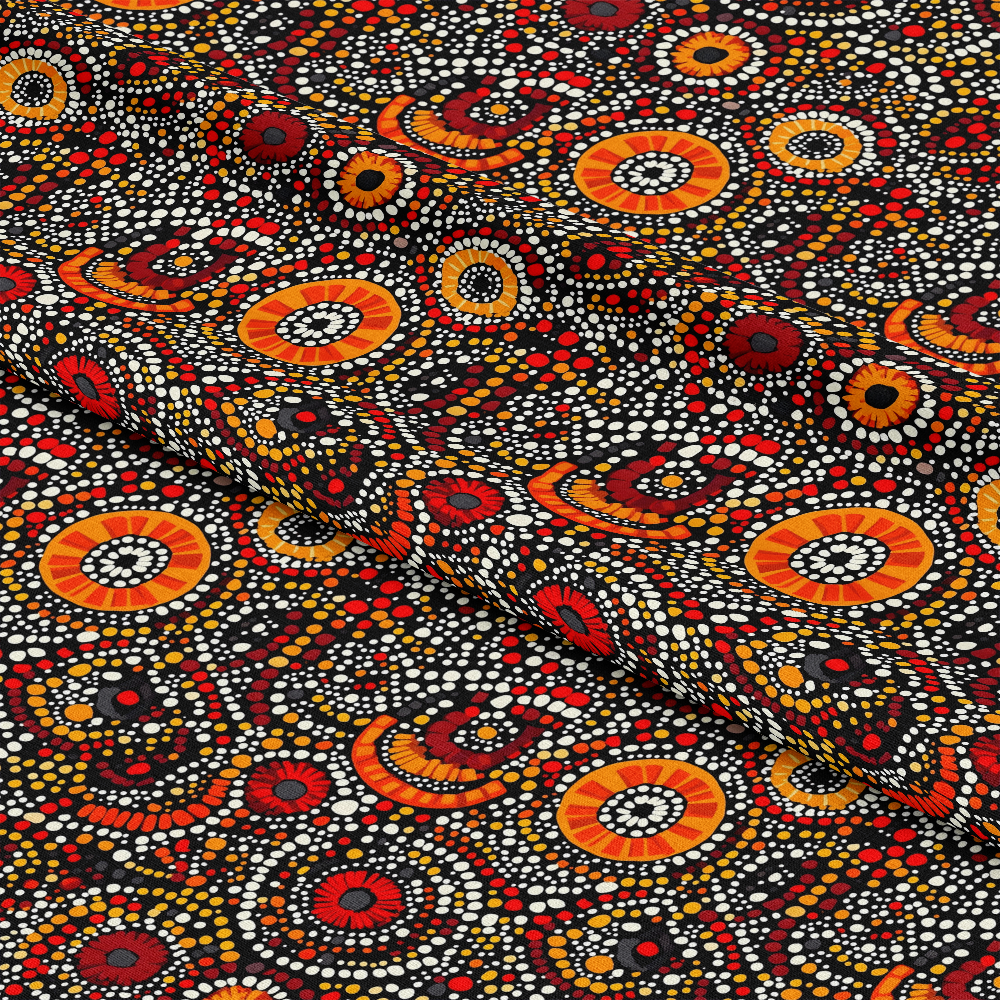Aboriginal Circles and Dots Pattern 2 Quilting Cotton Fabric