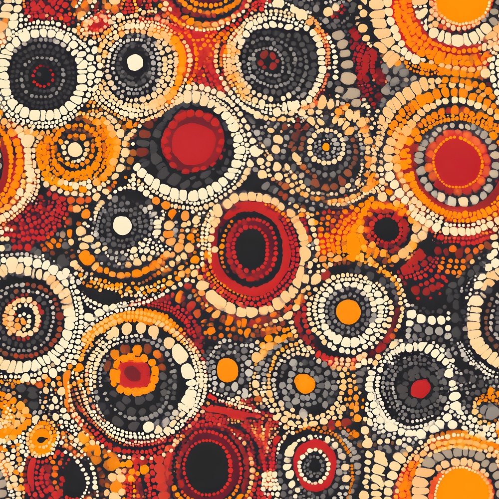 Aboriginal Circles and Dots Pattern 3 Quilting Cotton Fabric