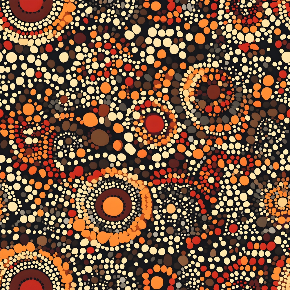 Aboriginal Circles and Dots Pattern 4 Quilting Cotton Fabric