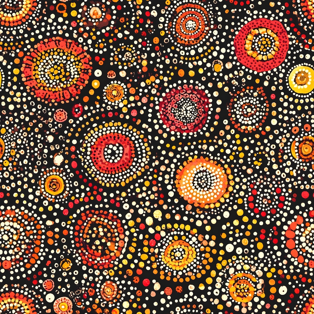 Aboriginal Circles and Dots Pattern 5 Quilting Cotton Fabric