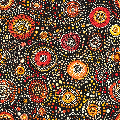 Aboriginal Circles and Dots Pattern 5 Quilting Cotton Fabric