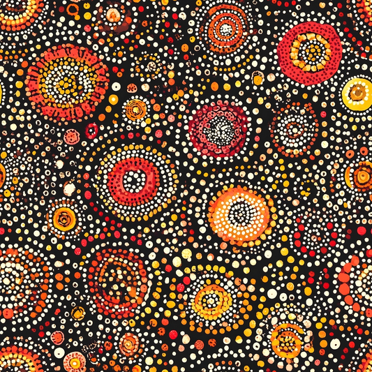 Aboriginal Circles and Dots Pattern 5 Quilting Cotton Fabric