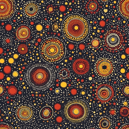 Aboriginal Circles and Dots Pattern 6 Quilting Cotton Fabric
