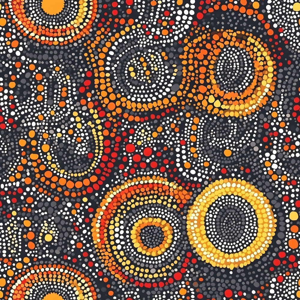 Aboriginal Circles and Dots Pattern 7 Quilting Cotton Fabric
