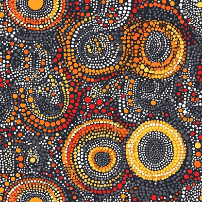 Aboriginal Circles and Dots Pattern 7 Quilting Cotton Fabric