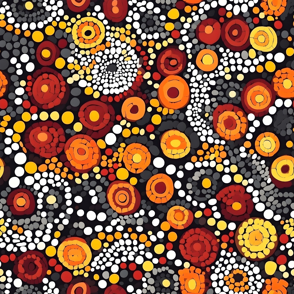 Aboriginal Circles and Dots Pattern 9 Quilting Cotton Fabric
