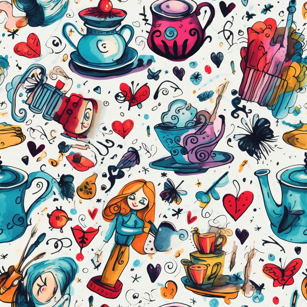 Whimsical Teatime Pattern 10 Minky Fabric