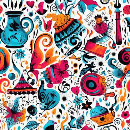 Whimsical Teatime Pattern 12 Minky Fabric