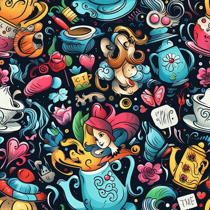 Whimsical Teatime Pattern 1 Minky Fabric