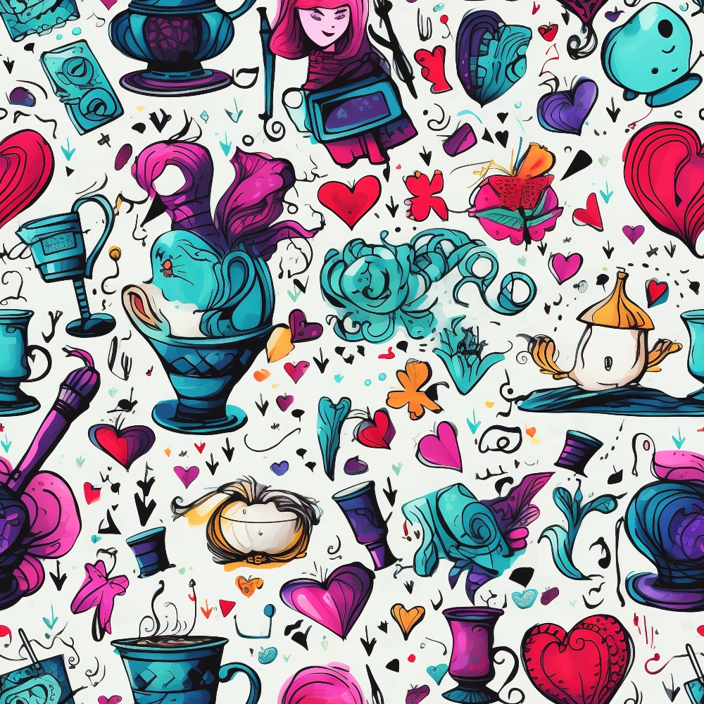 Whimsical Teatime Pattern 3 Minky Fabric