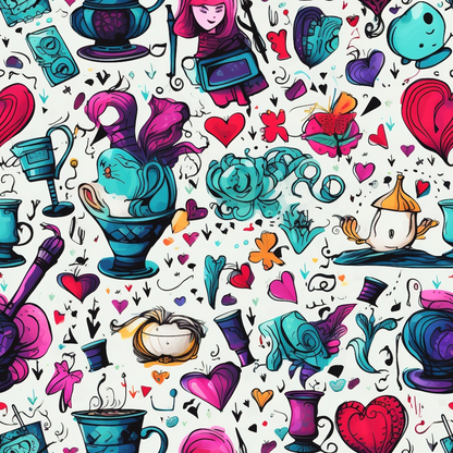 Whimsical Teatime Pattern 3 Minky Fabric