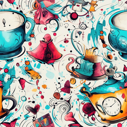 Whimsical Teatime Pattern 4 Minky Fabric