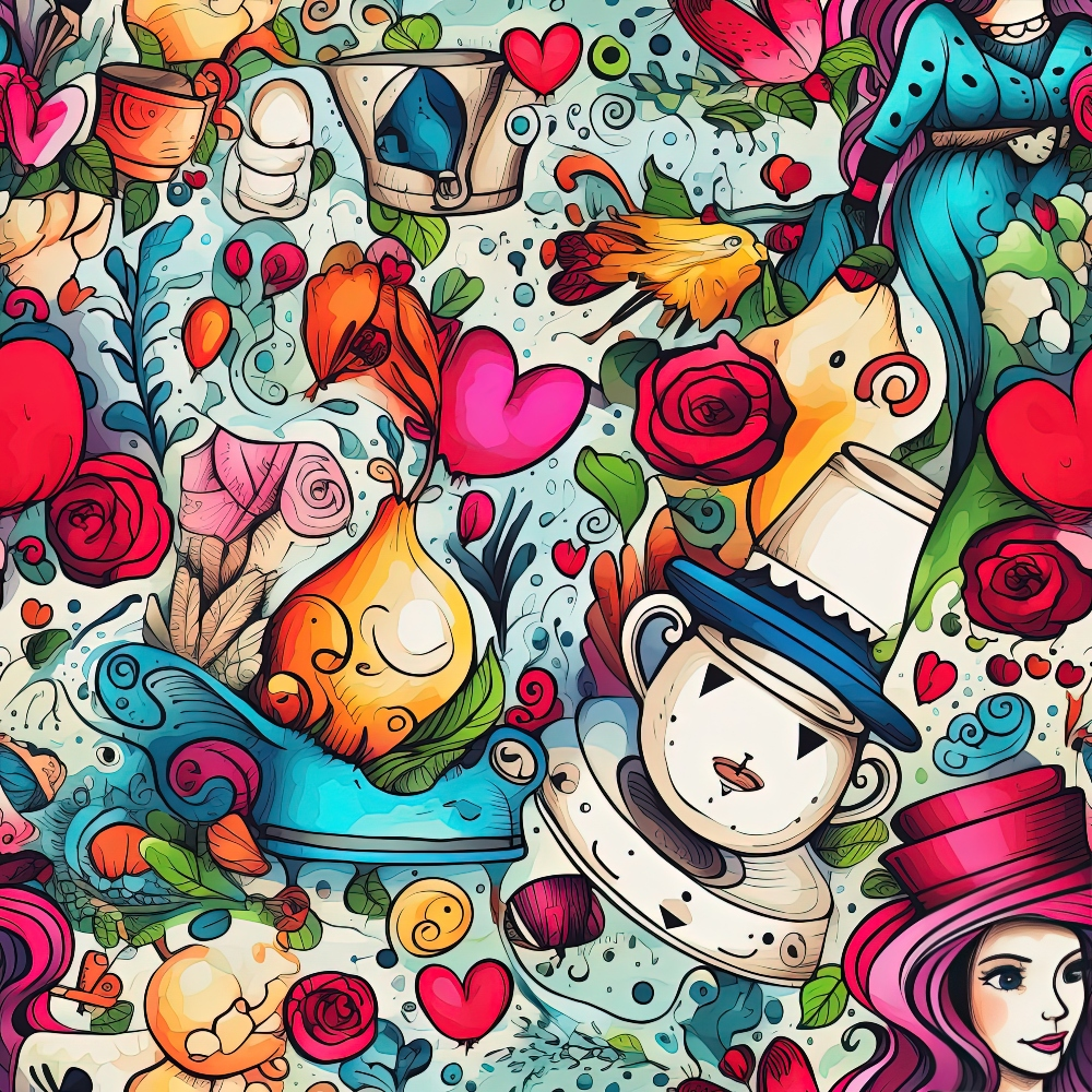 Whimsical Teatime Pattern 6 Minky Fabric