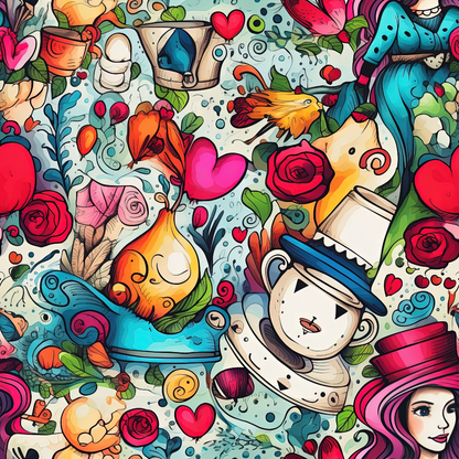 Whimsical Teatime Pattern 6 Minky Fabric