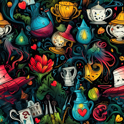 Whimsical Teatime Pattern 9 Minky Fabric