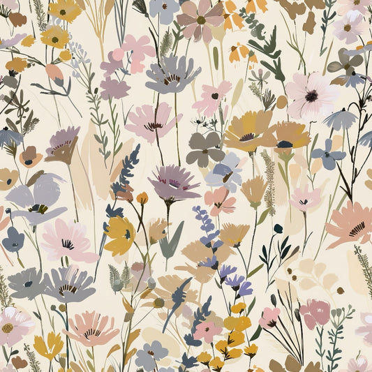 Abstract Meadow Flowers Pattern 4 Quilting Cotton Fabric