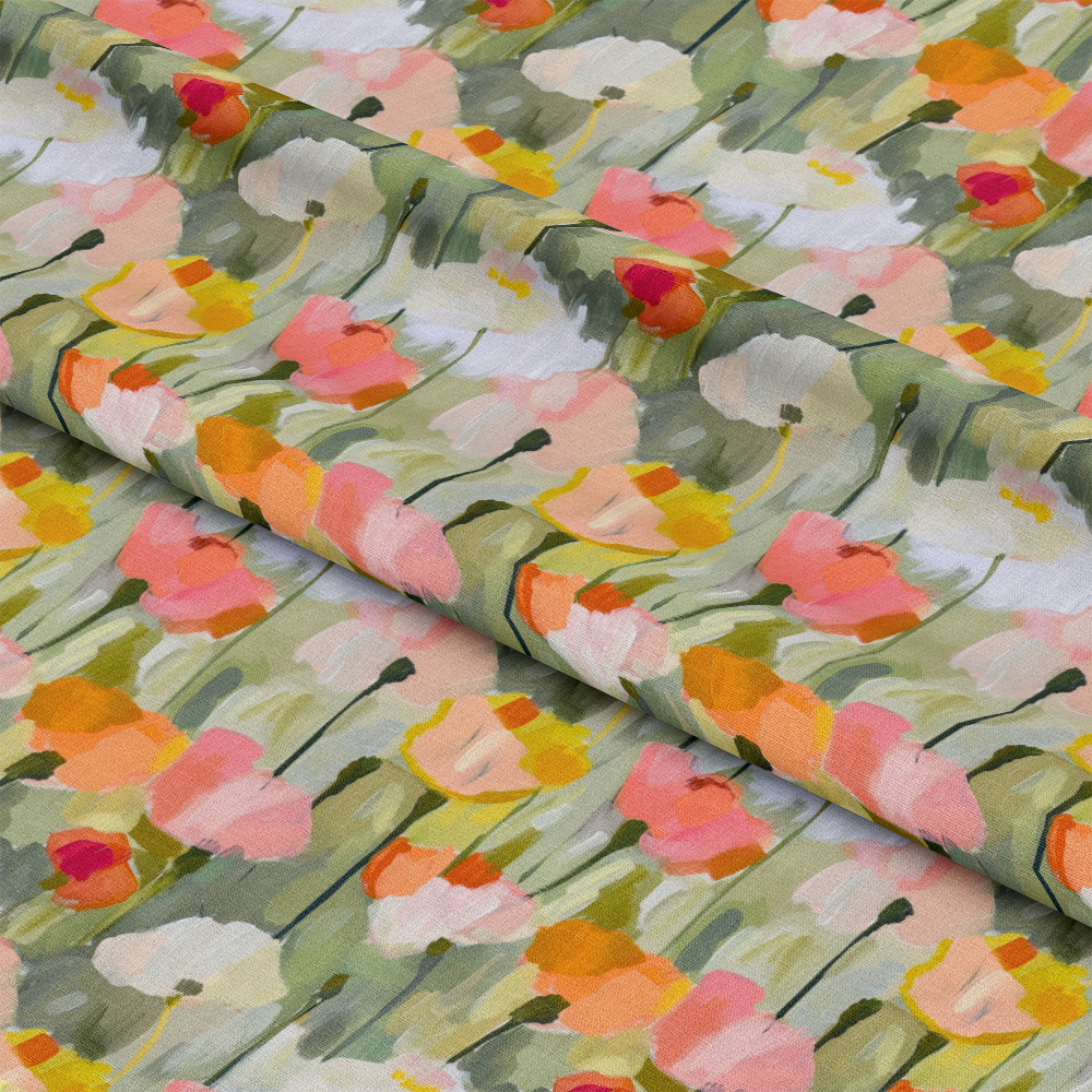 Abstract Poppy Paintings Pattern 2 Quilting Cotton Fabric