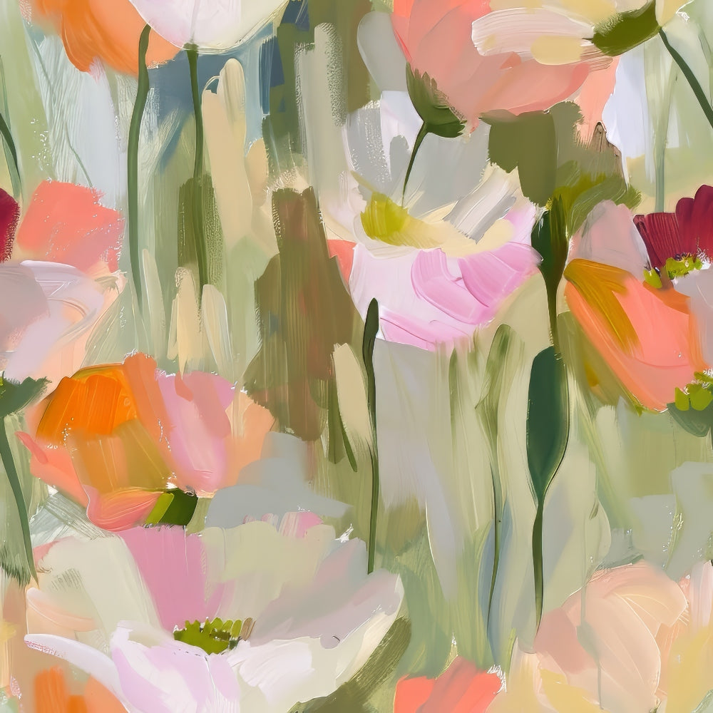 Painterly Petals Pattern 3 Minky Fabric
