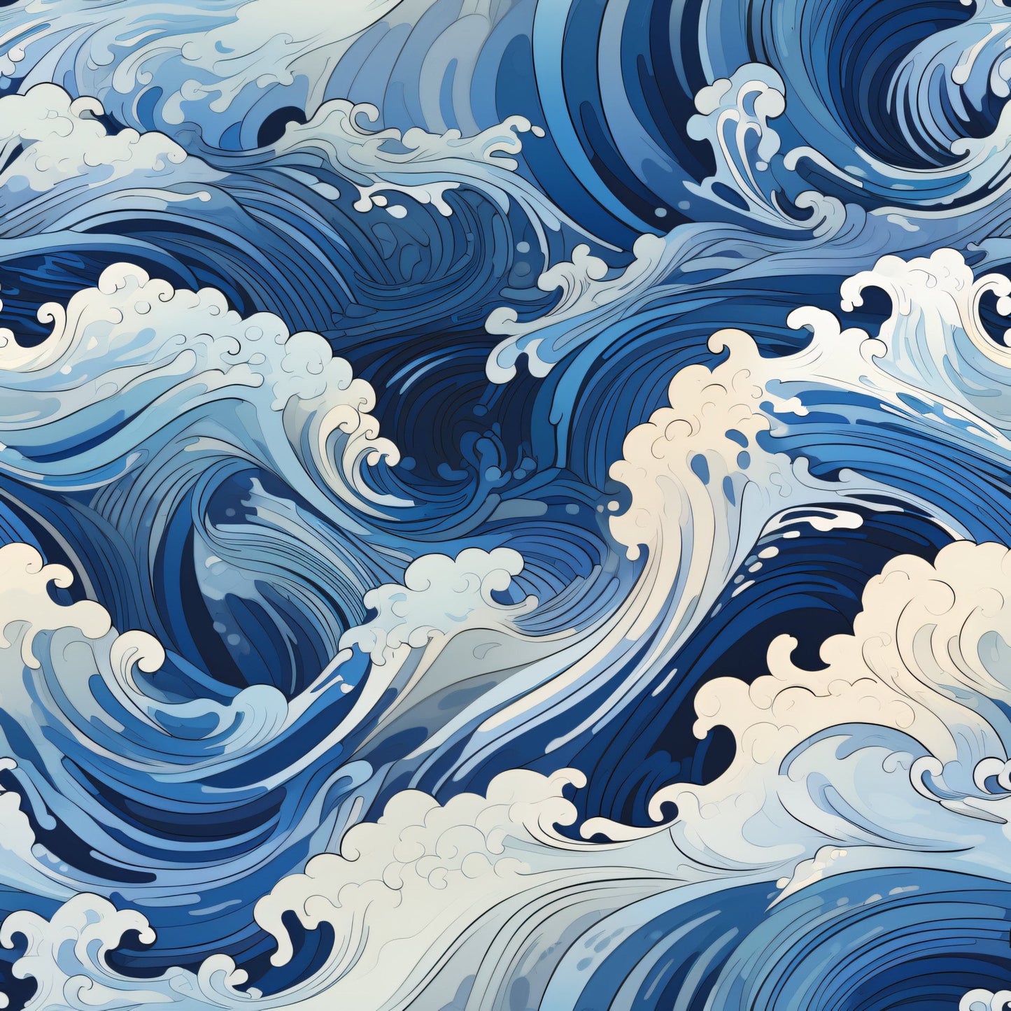 Abstract Sea Waves Pattern 1 Quilting Cotton Fabric