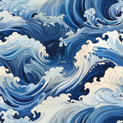 Abstract Sea Waves Pattern 1 Quilting Cotton Fabric