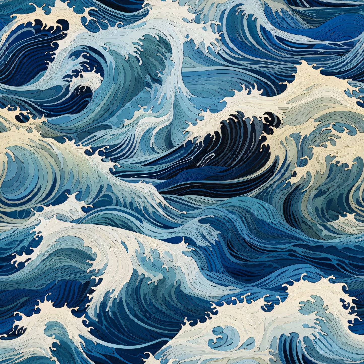 Abstract Sea Waves Pattern 4 Quilting Cotton Fabric