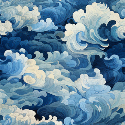 Abstract Sea Waves Pattern 7 Quilting Cotton Fabric