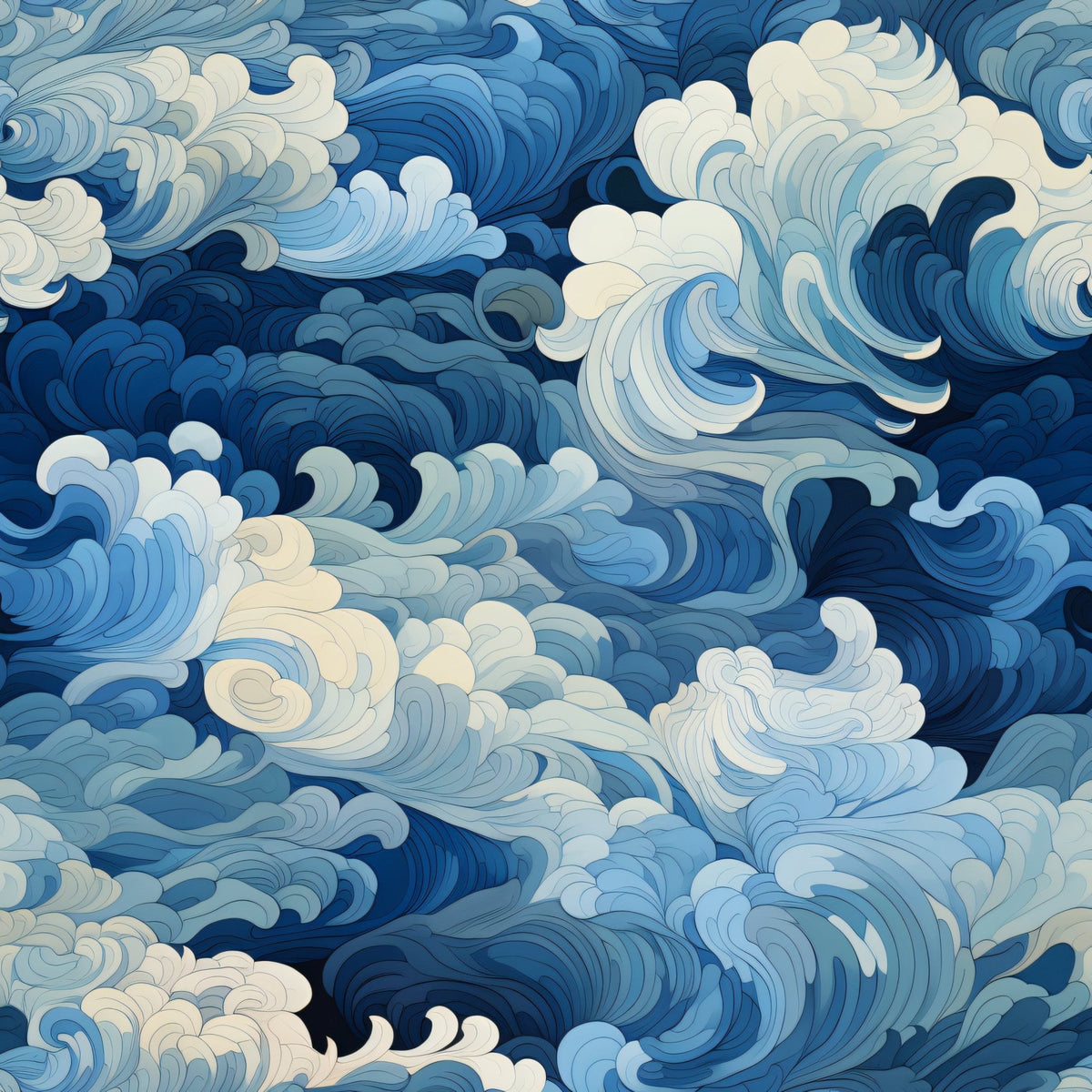 Indigo Swells Pattern 7 Minky Fabric