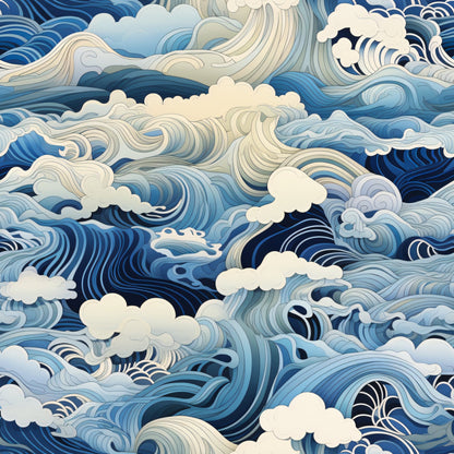 Abstract Sea Waves Pattern 8 Quilting Cotton Fabric
