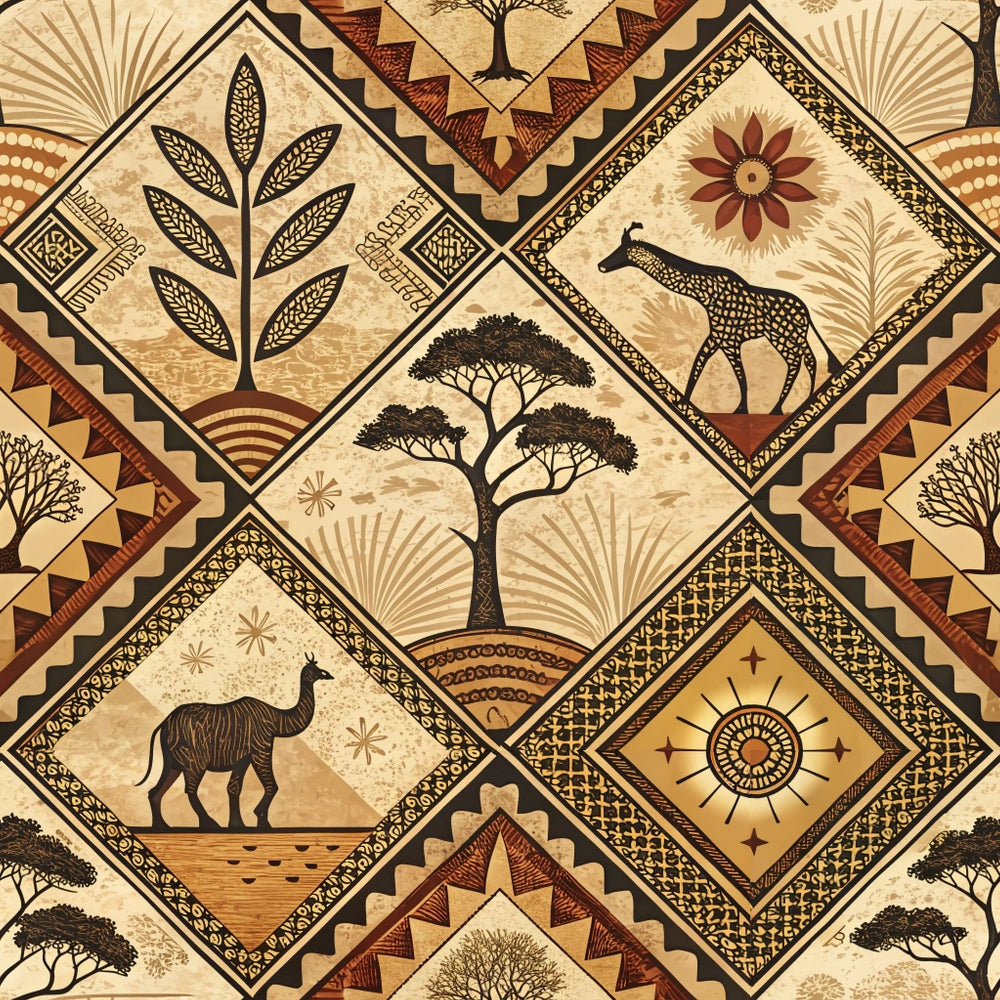 Serengeti Patchwork Pattern 1 Minky Fabric