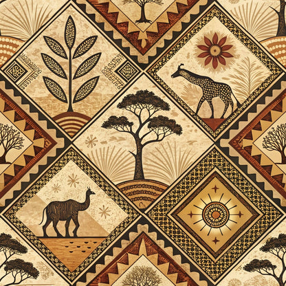 Serengeti Patchwork Pattern 1 Minky Fabric