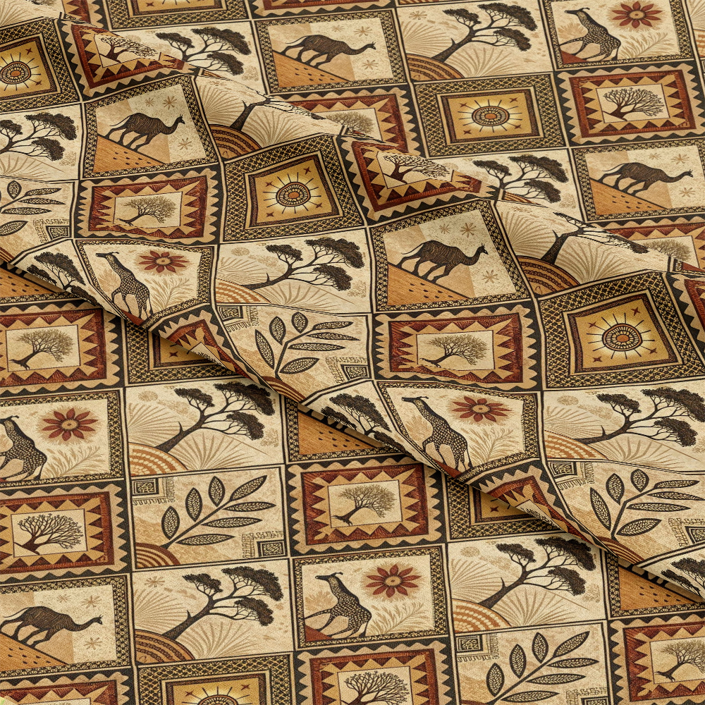 African Mud Cloth Line Art Pattern 1 Quilting Cotton Fabric