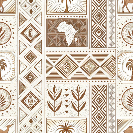 African Mud Cloth Line Art Pattern 2 Quilting Cotton Fabric