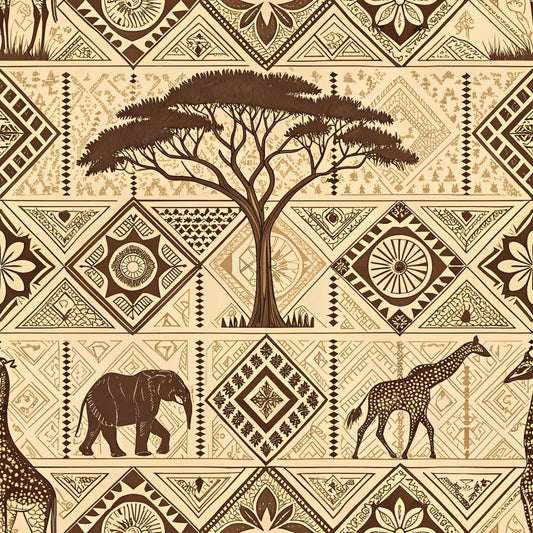 African Mud Cloth Line Art Pattern 3 Quilting Cotton Fabric