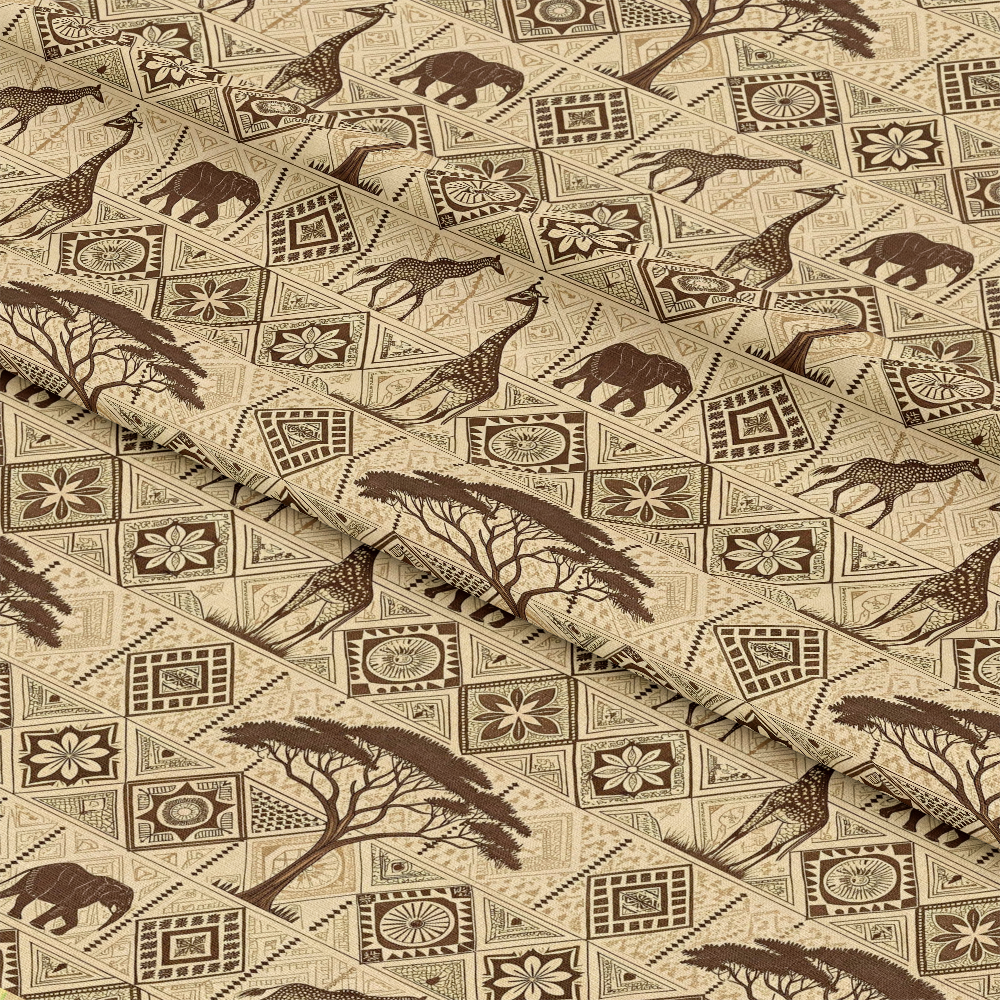 African Mud Cloth Line Art Pattern 3 Quilting Cotton Fabric