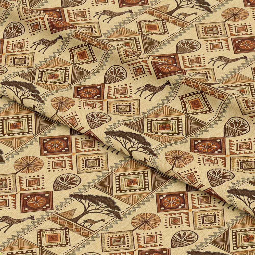 African Mud Cloth Line Art Pattern 4 Quilting Cotton Fabric