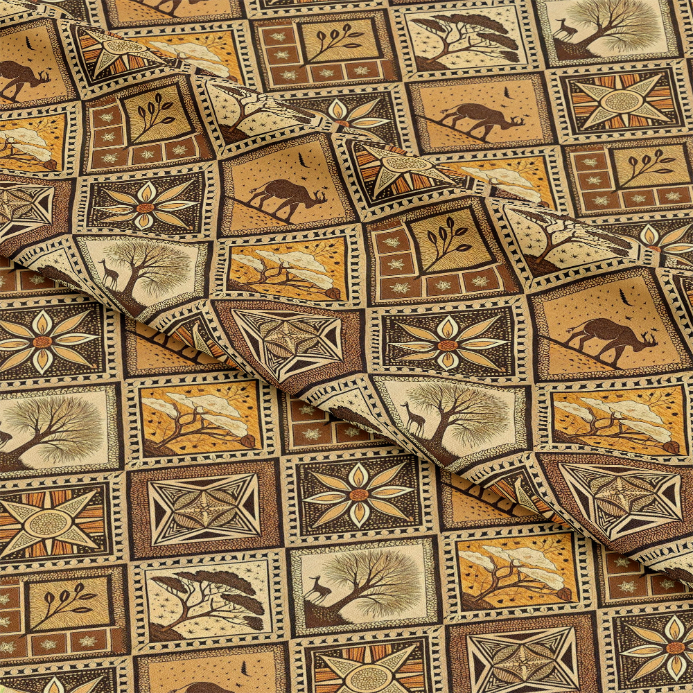 African Mud Cloth Line Art Pattern 5 Quilting Cotton Fabric