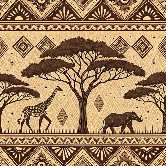 African Mud Cloth Line Art Pattern 6 Quilting Cotton Fabric
