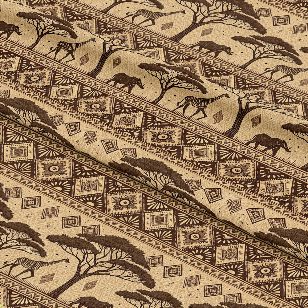 African Mud Cloth Line Art Pattern 6 Quilting Cotton Fabric