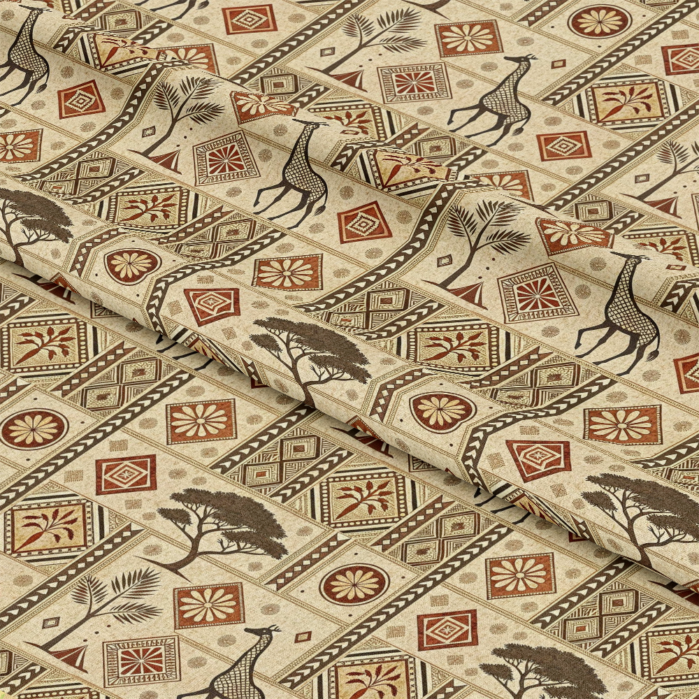 African Mud Cloth Line Art Pattern 7 Quilting Cotton Fabric