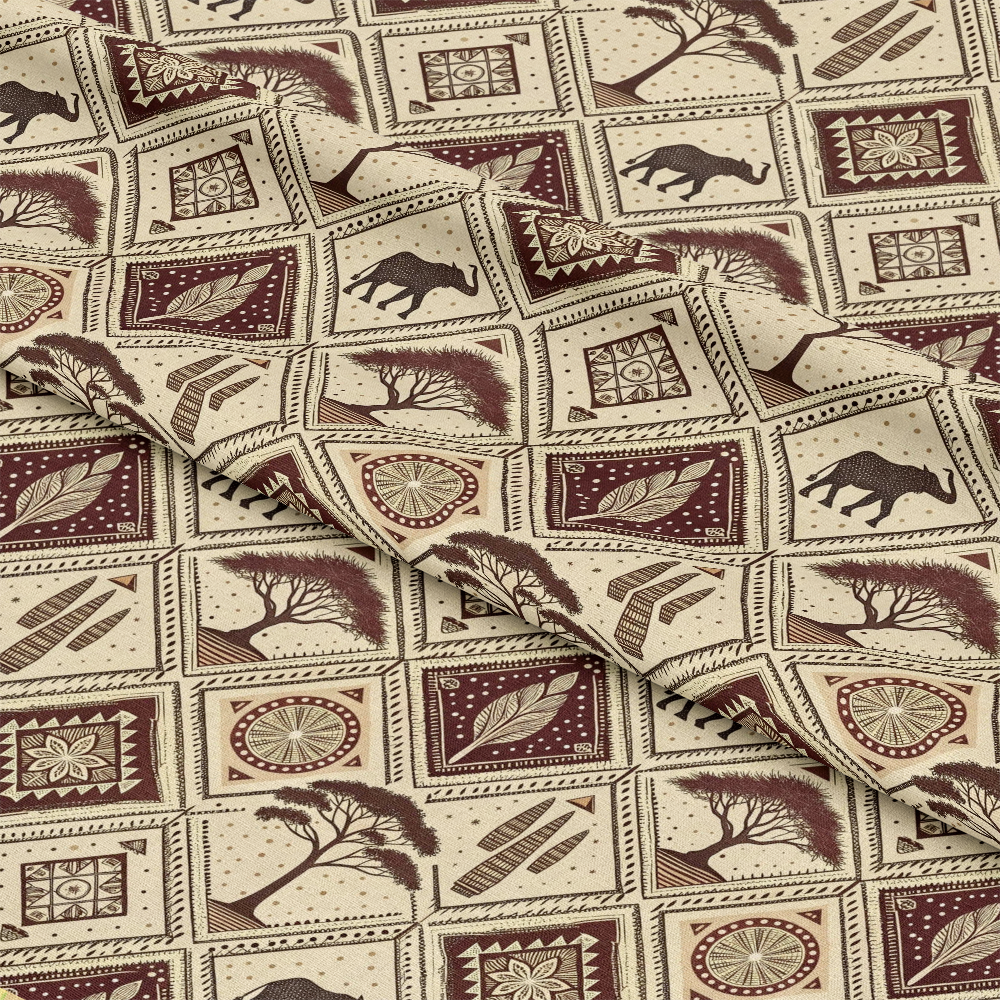 African Mud Cloth Line Art Pattern 8 Quilting Cotton Fabric