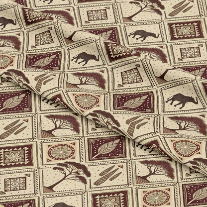 African Mud Cloth Line Art Pattern 8 Quilting Cotton Fabric