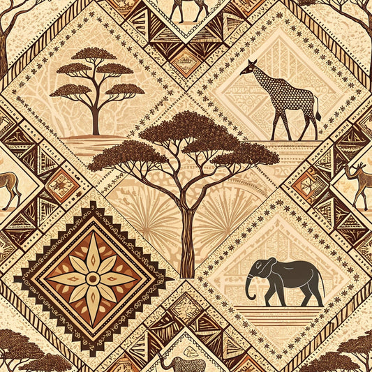 African Mud Cloth Line Art Pattern 9 Quilting Cotton Fabric