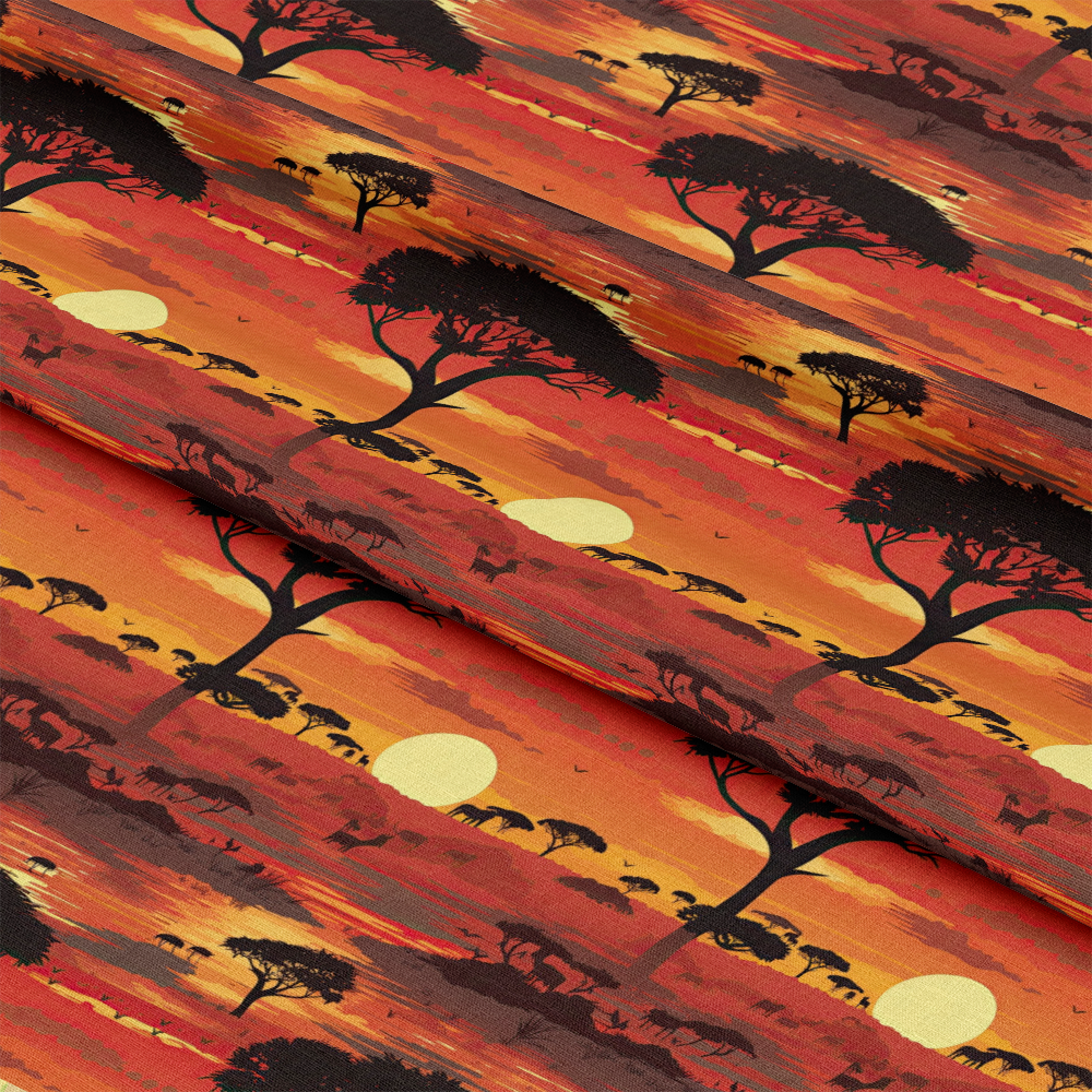 African Safari Sunset Pattern 1 Quilting Cotton Fabric