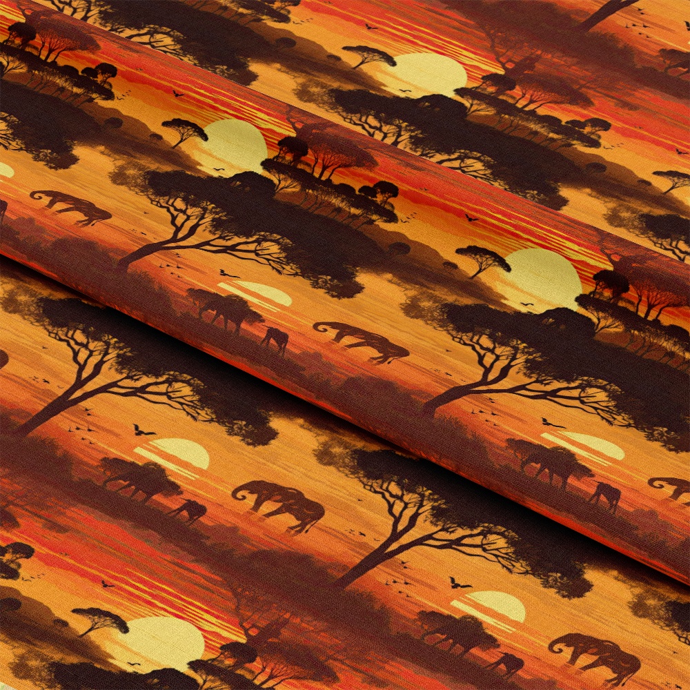 African Safari Sunset Pattern 5 Quilting Cotton Fabric