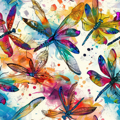 Alcohol Ink Dragonfly Pattern 1 Quilting Cotton Fabric