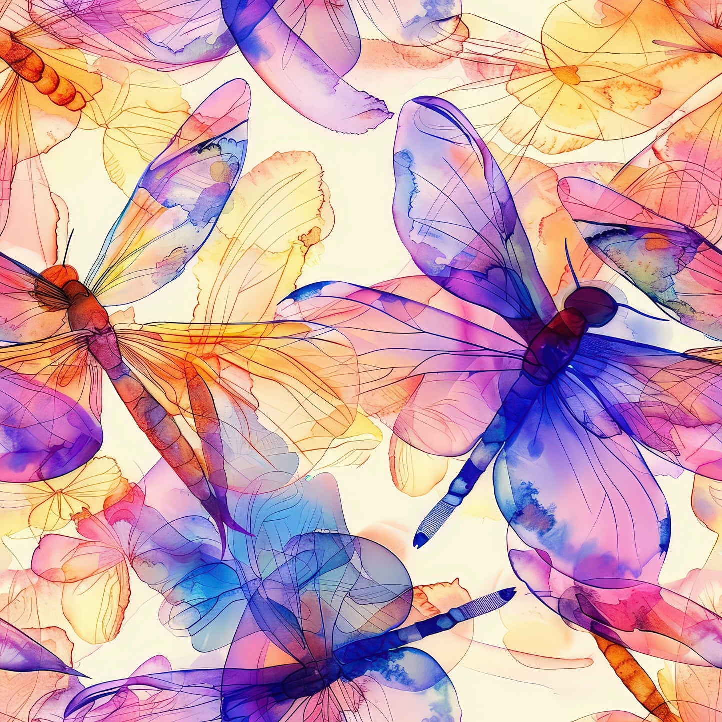 Alcohol Ink Dragonfly Pattern 8 Quilting Cotton Fabric