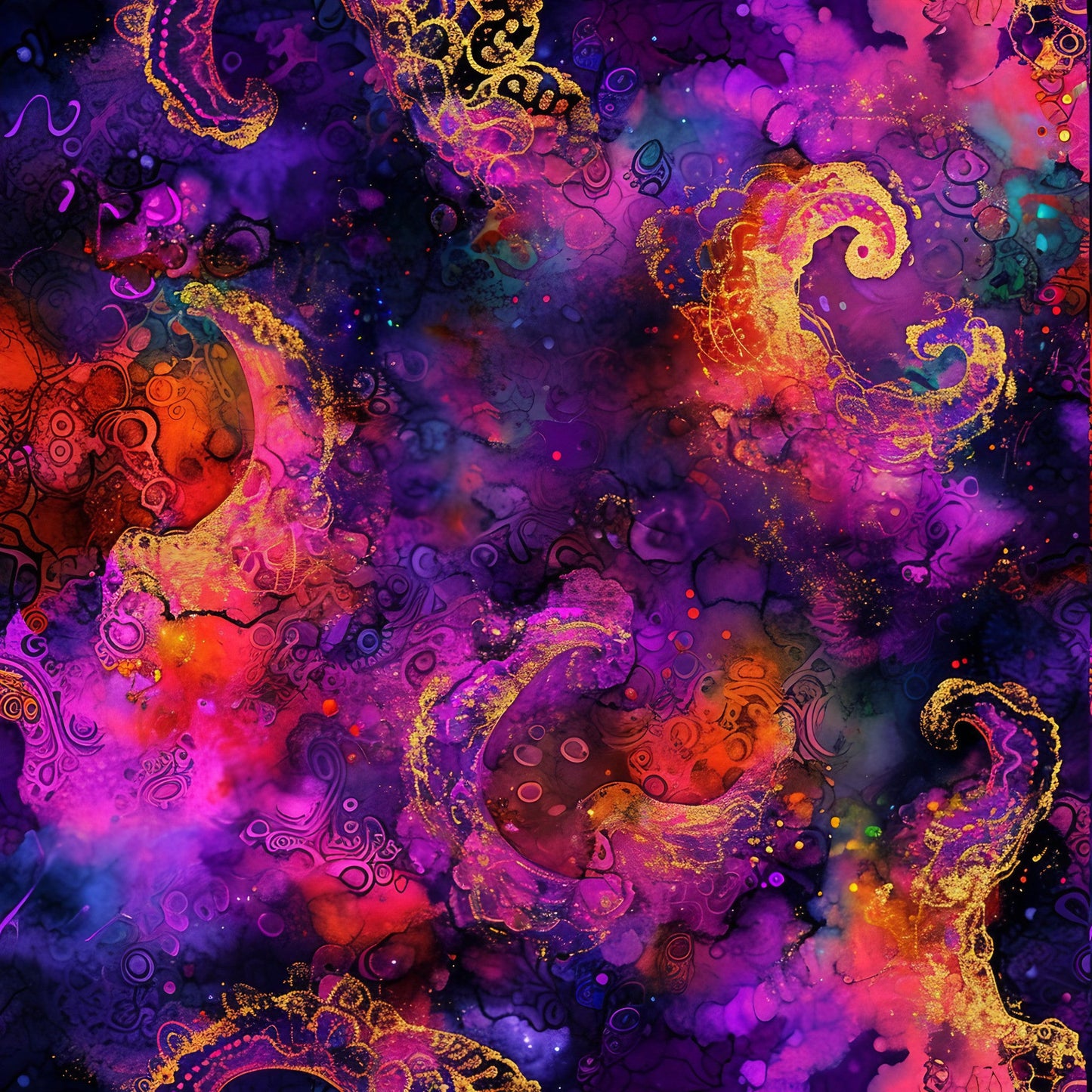 Alcohol Ink Paisley Pattern 14 Quilting Cotton Fabric