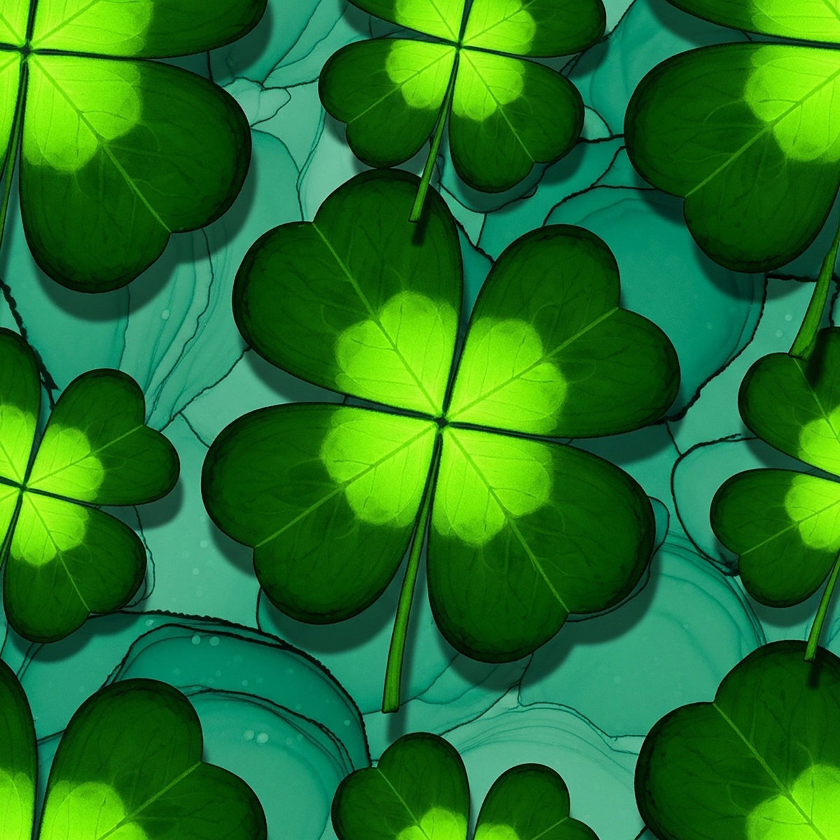 Alcohol Ink Shamrock Pattern 11 Minky Fabric