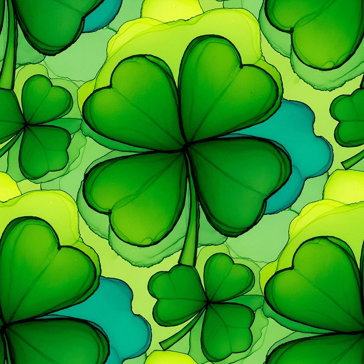 Alcohol Ink Shamrock Pattern 15 Minky Fabric