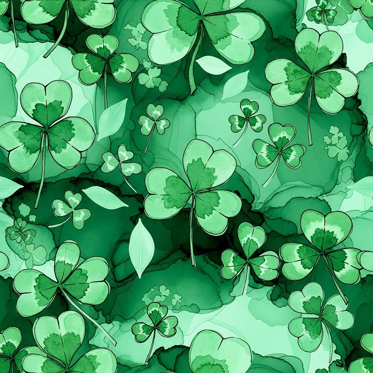 Alcohol Ink Shamrock Pattern 16 Minky Fabric